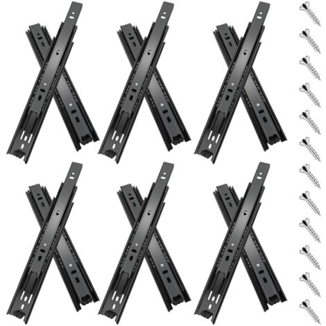 6 Pairs Drawer Runners Full Extension Ball Bearings 45kg Capacity (1/5)