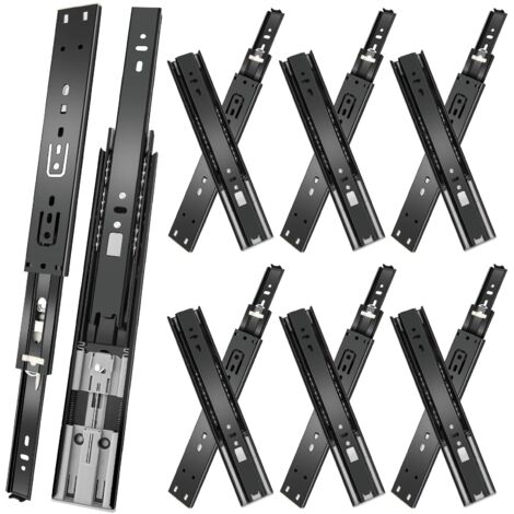 6 Pairs Soft Close Drawer Runners Full Extension 45kg Load Ball Bearings Side Mount (1/5)