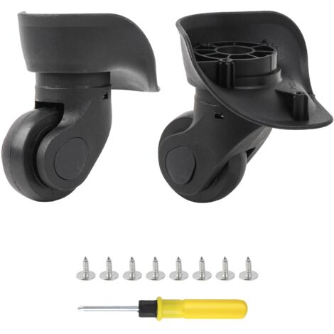 DIY Swivel Luggage Wheels Replacement 4 Holes Black Plastic (1/5)