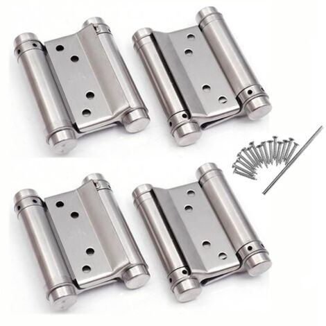 2 Pairs Double Action Swing Door Hinges Auto Close Adjustable Stainless Steel for Saloon Cafe Bar (1/5)