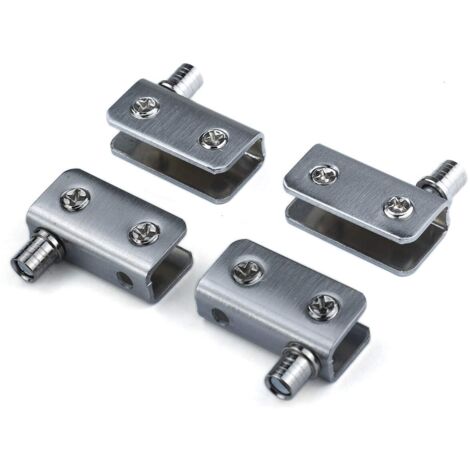 4 Pack Glass Door Hinges 90° Swivel Stainless Steel Anti-Rust Rubber Pad 5-8mm Glass Cabinet (1/5)