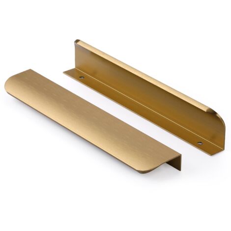 6 Piece Invisible Brushed Brass Kitchen Cabinet Handle Aluminium Alloy 160mm Hole Spacing Drawer (1/5)