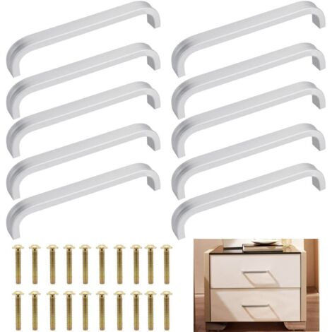 10 Universal Stainless Steel Aluminium Kitchen Cabinet Handles with 20 Screws for Cupboard Drawer (1/5)