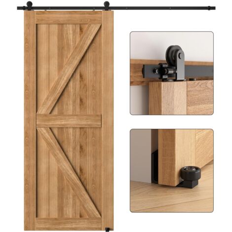 Sliding Door Hardware Kit Adjustable Floor Guide Black Aluminum Rail 150kg Load (1/5)