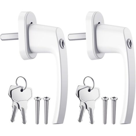 2x Lockable Window Handles 43mm Screw Hole 4 Screws/Keys 3 Opening States Anti-Theft For (1/5)