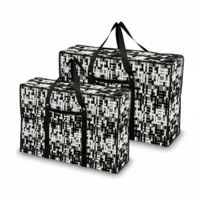 Compactor Sac de rangement pour couette avec zip, 50x70x30 cm, polypropylène, gris/blanc