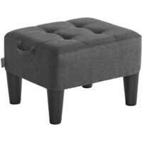 Linen Fabric Footstool Pouffe Thick Upholstery Stable Non-Slip Living Room Bedroom Entrance