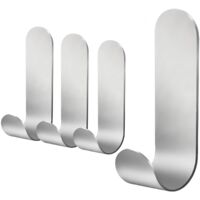 4 Pcs Stainless Steel Adhesive Hooks Rustproof Waterproof for Home Kitchen Bathroom
