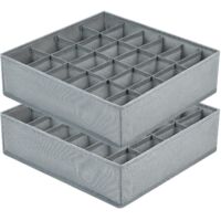 Socks Drawer Organizers 2 Pack Foldable 24 Compartments Underwear Storage Boxes