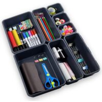 Plastic Drawer Organizer 8 Piece Set for Office Makeup Bathroom Kitchen Modular Storage