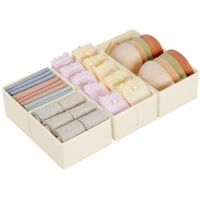 4-Piece Drawer Organizer Non-Woven Dividers for Socks Underwear Ties Foldable Storage Boxes