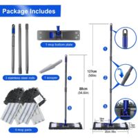 360 Rotating Microfibre Mop 2 Chenille 2 Nylon Pads For Tile Wood Floors