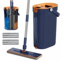 3 Tank Flat Mop Clean-Dirty Water Separation XL Head Washable Microfibres Jet Brush Telescopic