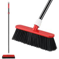 Heavy Duty Garden Broom Telescopic Handle Rigid Bristles Outdoor Sweeping Yards Gardens Patios