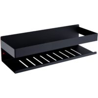 Stainless Steel Self Adhesive Shower Shelf No Drilling Rust Resistant Space Saving Matte Black 30cm