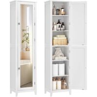 Tall Bathroom Cabinet Full Length Mirror Adjustable Shelves Small Space Living Room Hallway