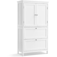 Bathroom Cabinet Storage Cupboard 2 Doors 2 Drawers Adjustable Shelves