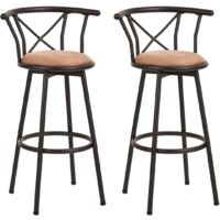 Set of 2 360 Swivel Bar Stools Vintage Industrial with Backrest Footrest