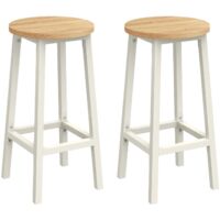 2 Bar Stools Set Metal Frame Footrest Easy Assembly Stable Compact