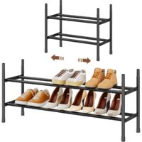 2 Tier Expandable Stackable Shoe Rack Adjustable Heavy Duty Storage