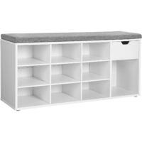 Shoe Bench Storage Drawer Compartments Padded Seat Hallway Bedroom