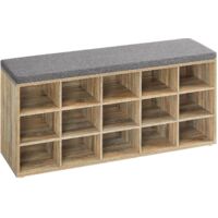 Shoe Bench Organizer with 15 Compartments Padded Seat for Entryway Hallway Closet