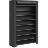10 Tier Fabric Shoe Rack Large Capacity 40-50 Pairs Metal Frame Dust Cover Easy Assembly
