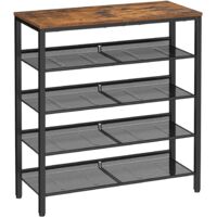 5 Tier Shoe Rack 20-25 Pairs 4 Mesh Shelves Large Top Sturdy Entryway