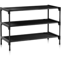 3 Tier Stackable Shoe Rack Non Woven Shelves Stainless Metal Frame Tool Free Assembly