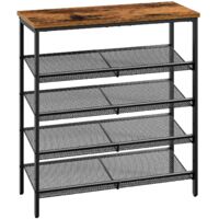 5 Tier Adjustable Metal Shoe Rack 16-20 Pairs Industrial Style Storage Shelf