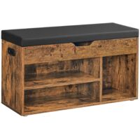 Padded Shoe Bench with Storage Shelves Entryway Cabinet 300Lbs Load Capacity 30x80x44cm