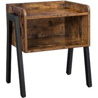 Side Table with Open Compartment Sturdy Metal Frame Easy Assembly Industrial Style