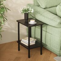 2 Tier Wooden Side Table Narrow 2 Tier Design Scandinavian Style Versatile Use Easy Assembly