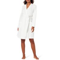 Ladies Lightweight Long Waffle Bathrobe Casual Fit Cotton Blend with Pockets Adjustable Waist