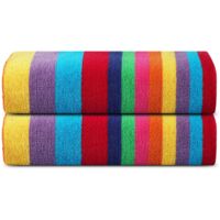 2 Pack Cotton Terry Beach Towels Quick Dry 450 G/m² 76x152 Cm