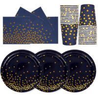 72 Pieces Disposable Tableware Set for 24 Guests Paper Plates Cups Napkins for Birthday BBQ Picnics