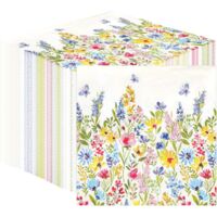 100 Disposable Paper Napkins Floral 2 Ply Soft Absorbent for Parties Weddings Birthdays Daily Use