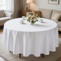 Round Polyester Tablecloth Stain Wrinkle Resistant Washable for Weddings Parties Camping