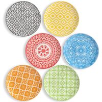6-Piece Porcelain Dinner Plates Multicolored Ceramic Salad Dessert Plates Microwave Dishwasher Safe
