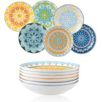 Porcelain Soup Plates Set of 6 Multifunctional 680ml 20x4cm Microwave Safe