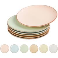 Set Of 6 Ceramic Plates For Salad Appetizer Breakfast Candy Colours Microwave Dishwasher Safe