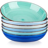 Set Of 6 Stoneware Pasta Bowls 38oz Microwave Safe Stackable Dishwasher Safe