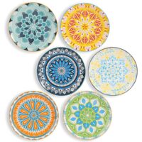 Porcelain Dinner Plates Set of 6 Multicolored Ceramic Plates for Salad Dessert Breakfast Microwave