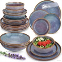 6-person 24-piece Stoneware Dinner Set Microwave Dishwasher Safe