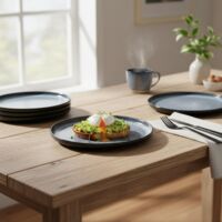 Set Of 6 Large Stoneware Dinner Plates Microwave Dishwasher Safe For 6 People
