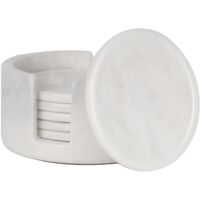 6 White Onyx Handmade Drink Coasters Set with Felt Bottom