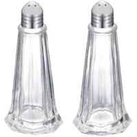 Set of 2 Glass Stainless Steel Salt Pepper Shakers 40ml