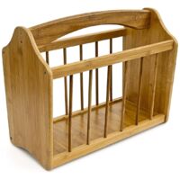 Magazine Rack with Handle Newspaper Stand Wooden Open Sides Space Saving