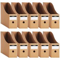 10 A4 Paper Magazine Racks Solid Document Storage Boxes Foldable Labels Eco Recyclable Cardboard