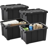 Heavy Duty 21L Storage Boxes with Lids Stackable Durable Plastic for Garage Tools